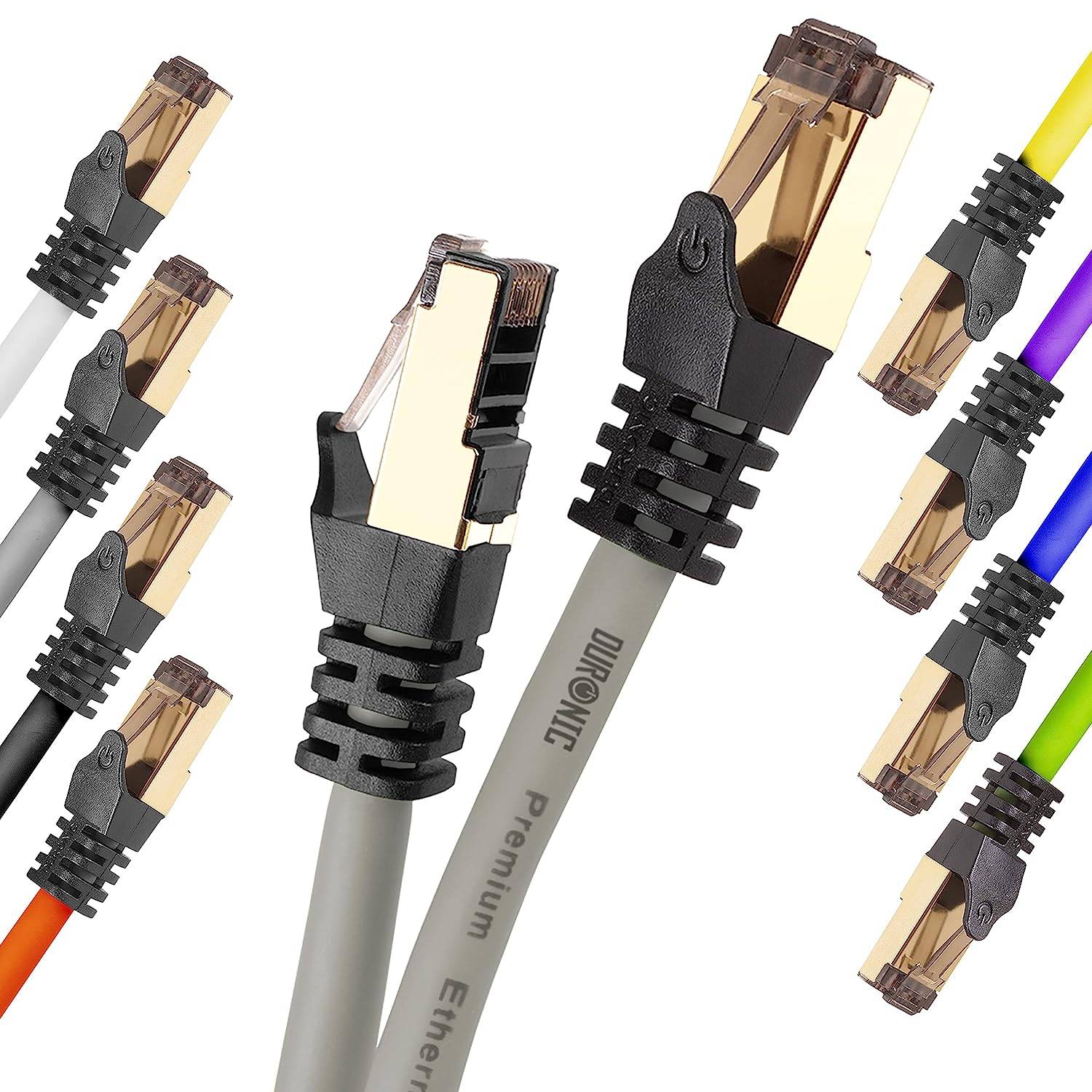 Duronic CAT8 GY 5m Netzwerkkabel - 5.000 MB/s Ethernetkabel - RJ45 Patchkabel - Lankabel für Router und Konsole