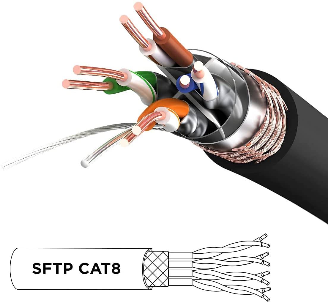 Duronic CAT8 BK 1m Netzwerkkabel - 5.000 MB/s Ethernetkabel - RJ45 Patchkabel - Lankabel für Router und Konsole