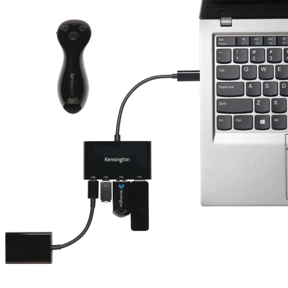 Kensington CH1000 USB-C 4-Port Hub, 2 USB-A, 2 USB-C, SuperSpeed, Plug and Play