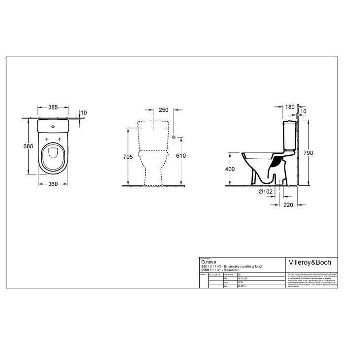VILLEROY & BOCH O.novo WC-Stand-Up-Kit Plus Vertikalauslass