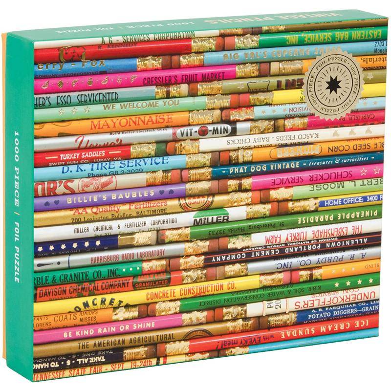 53251 - Phat Dog Vintage Bleistifte - Goldfoliengeprägtes Puzzle, 1000 Teile