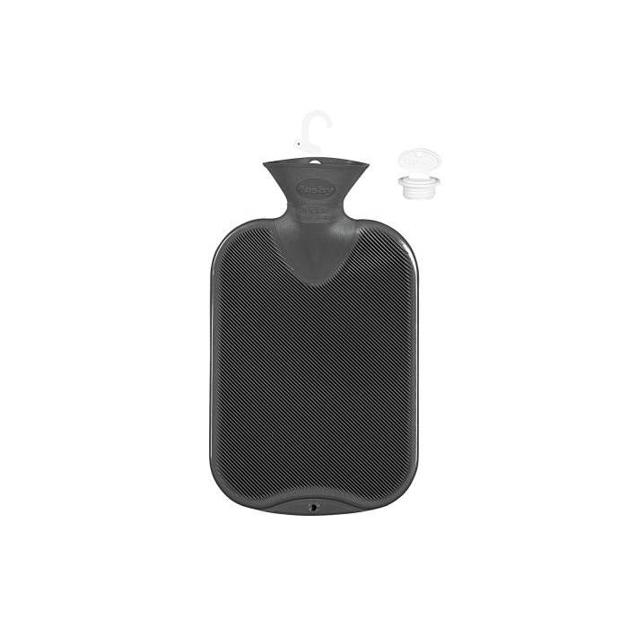 fashy 6440 21 Wärmflasche, geruchsneutral, 2 l, Halblamelle, anthrazit (1 Stück)