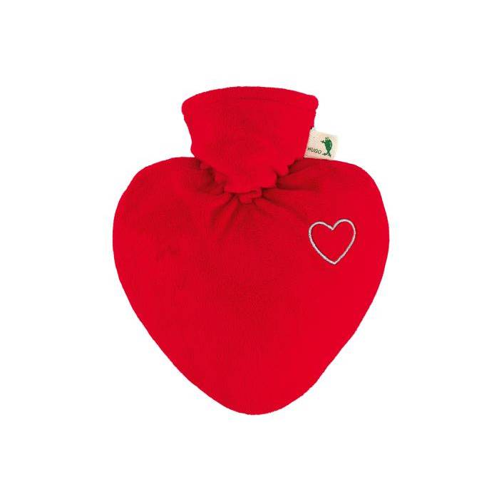 HUGO FROSCH 206 Wärmflasche Herz Velours, rot