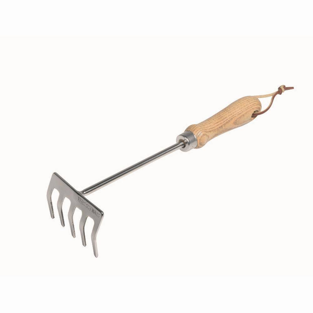 Siena Garden 599866 ClassicLine Kleinrechen Edelstahl mit Holzgriff 4Z, silber/natur (1 Stück)