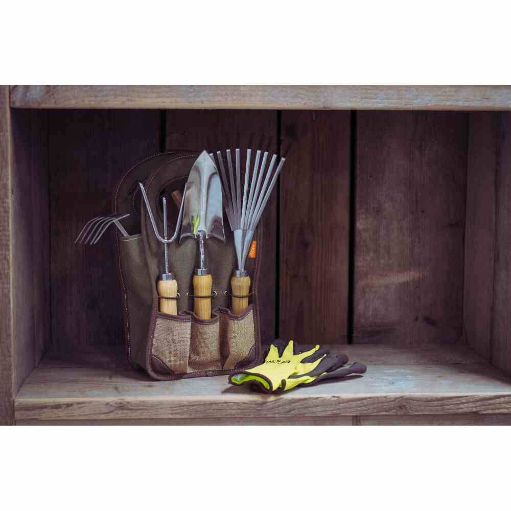 Siena Garden 599866 ClassicLine Kleinrechen Edelstahl mit Holzgriff 4Z, silber/natur (1 Stück)