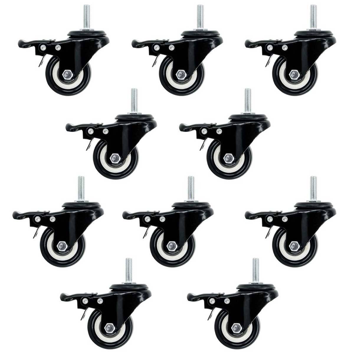 SCHMIDT systemprofile 10x Lenkrolle mit Bremse M8 Transportrolle Industrierolle Schwenkrolle 360° Aluprofil-Zubehör