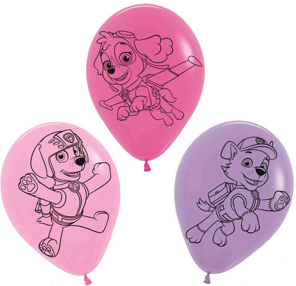 5 Luftballons * PAW PATROL - PINK * als Deko für Kindergeburtstag und Motto-Party // Set Kinder Geburtstag Ballon