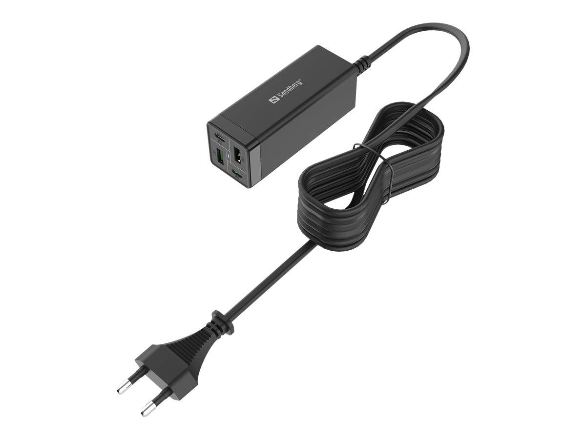 Sandberg - Netzteil - 65 Watt - 3.25 A - PD, QC - 4 Ausgabeanschlussstellen (2 x USB, 2 x USB-C)