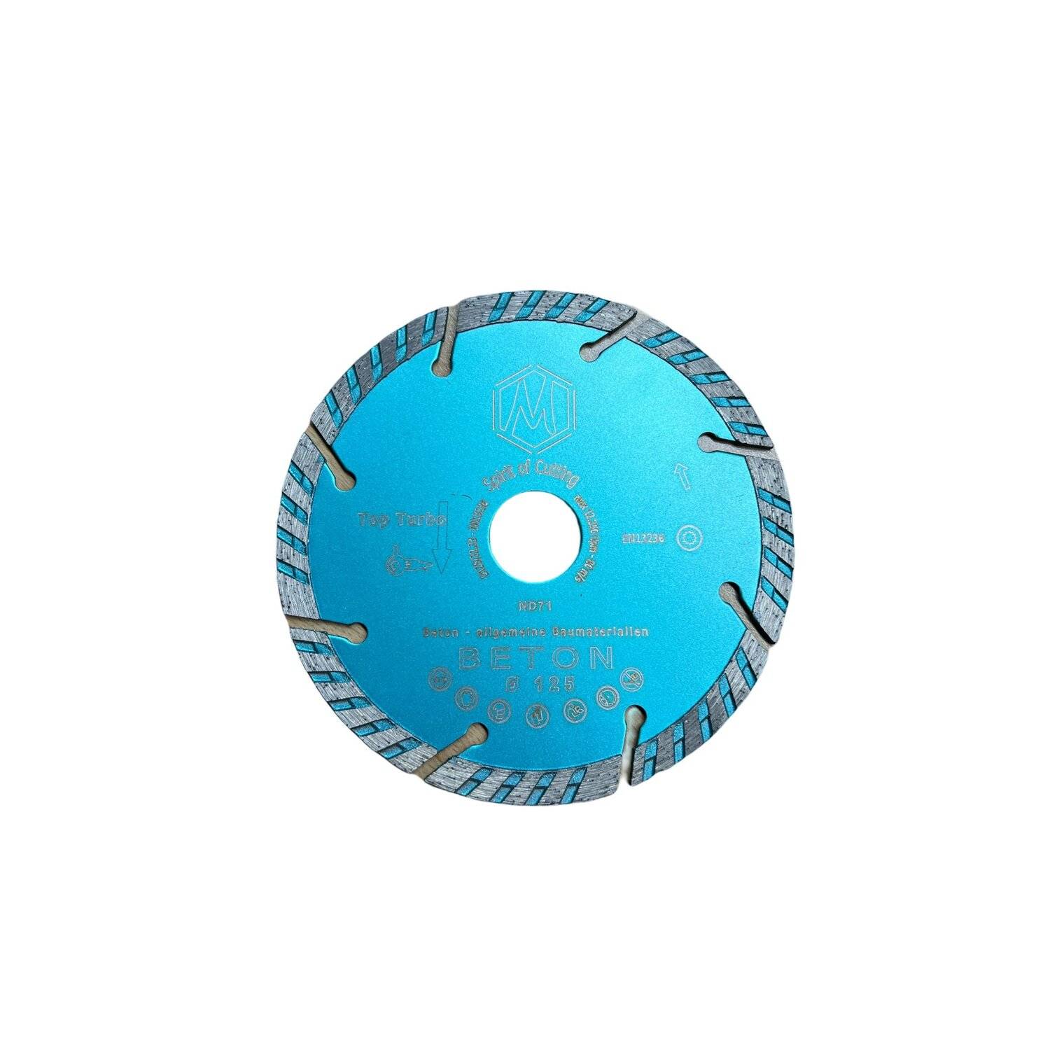 1x Premium Top Turbo Diamanttrennscheibe 125x22,23mm Beton allgemeine Baumaterialen Turbo 40x2,5x7mm 8 Segmente Beton