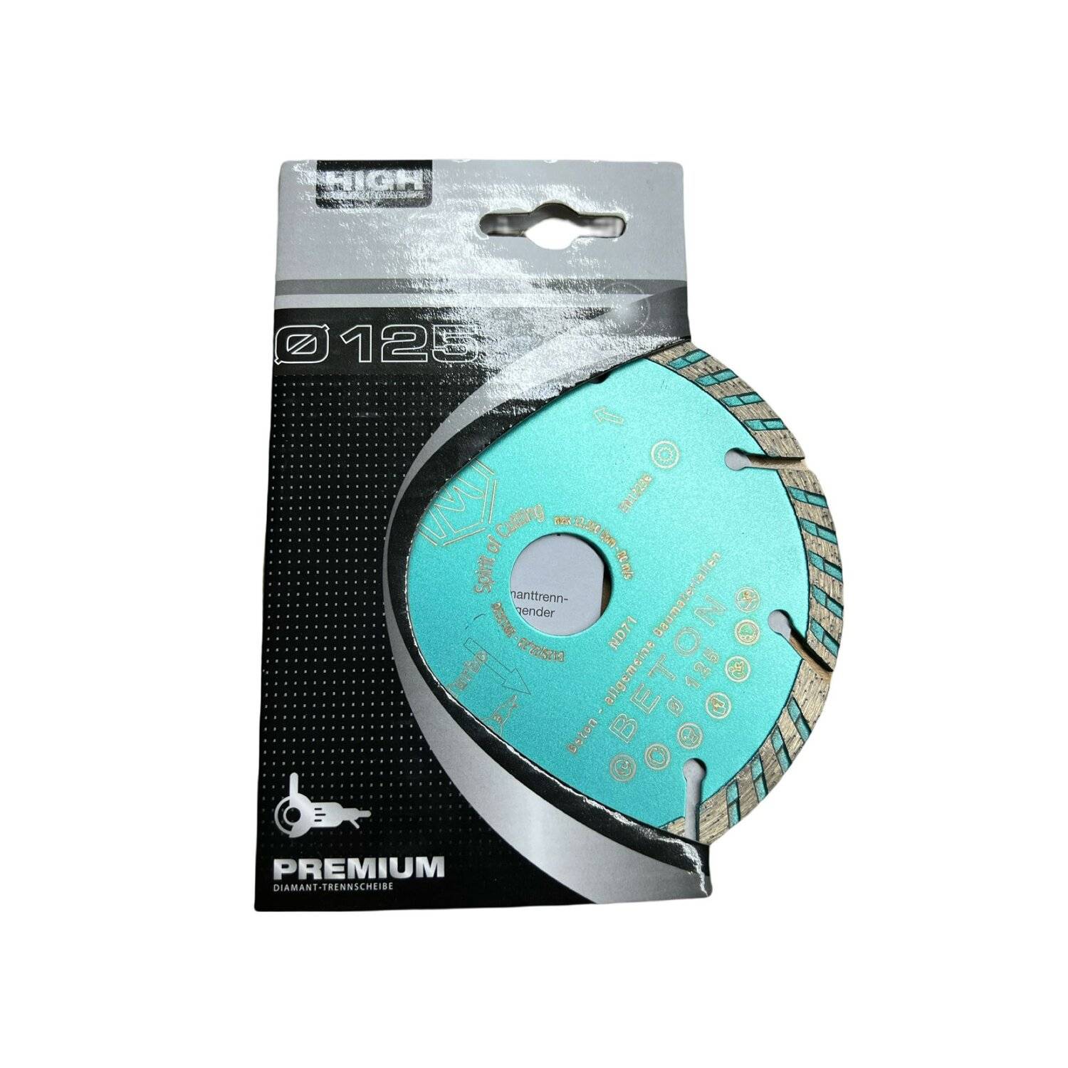 5x Premium Top Turbo Diamanttrennscheibe 125x22,23mm Beton allgemeine Baumaterialen Turbo 40x2,5x7mm 8 Segmente Beton
