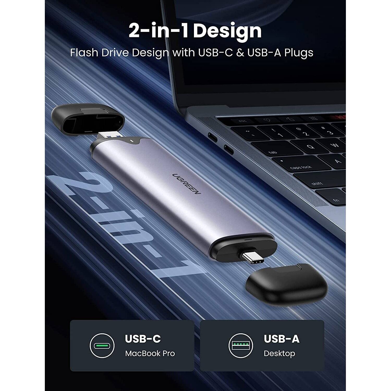 UGREEN M.2 NVMe Gehäuse USB A und USB C 3.1 Gen2 10Gbps M.2 NVMe Gehäuse