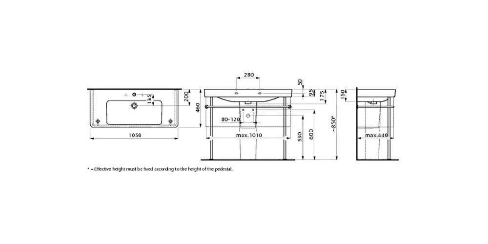 LAUFEN Waschtisch PRO S 1050x460mm m ÜL 1 HL-Ausf. weiß