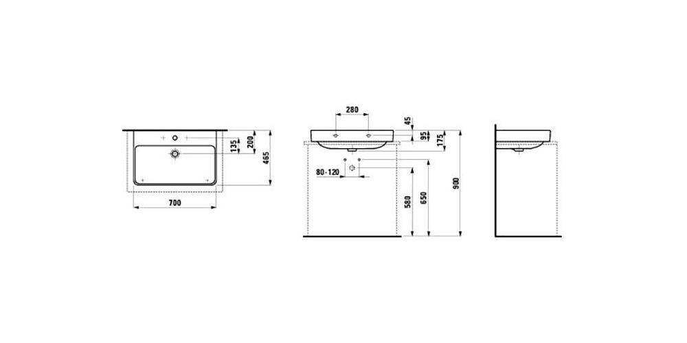 LAUFEN Aufsatzwaschtisch PRO S 700x465mm m ÜL 1 HL-Ausf. weiß