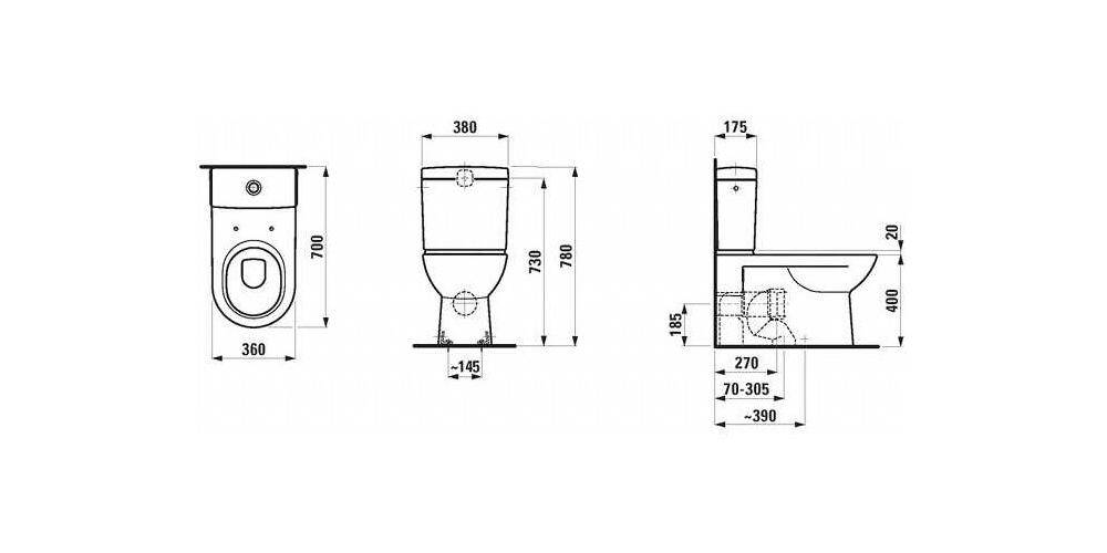 LAUFEN Stand-WC-Kombination PRO Tiefspüler, 6 l weiß