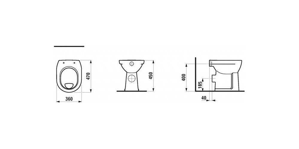 LAUFEN Stand-WC PRO Flachspüler, 6 l weiß