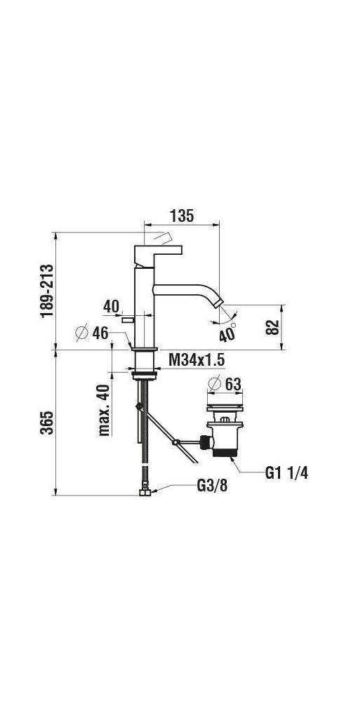 LAUFEN Einhand-Waschtischmischer KARTELL Ausladung 135mm ohne