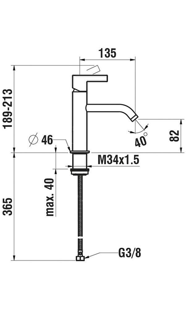 LAUFEN Einhand-Waschtischmischer KARTELL Ausladung 135mm ohne