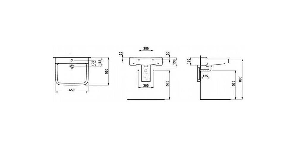 LAUFEN Waschtisch PRO LIBERTY 650x550mm barrierefr m HL m ÜL weiß