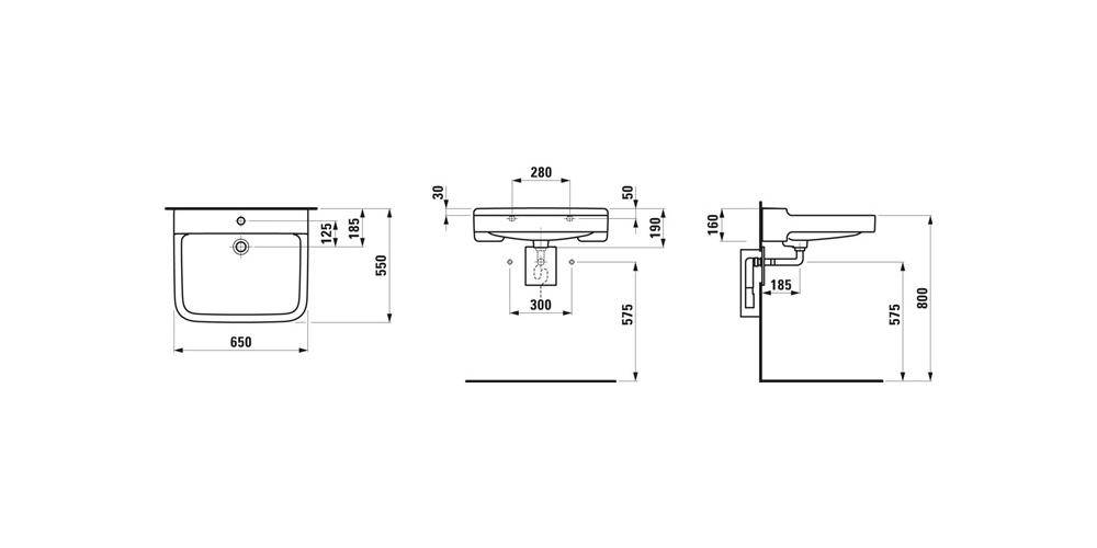 LAUFEN Waschtisch PRO LIBERTY 650x550mm barrierefr m HL m ÜL weiß