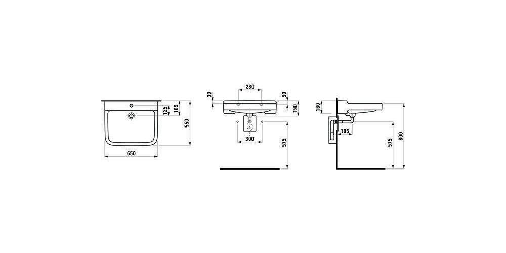 LAUFEN Waschtisch PRO LIBERTY 650x550mm barrierefr m HL m ÜL weiß