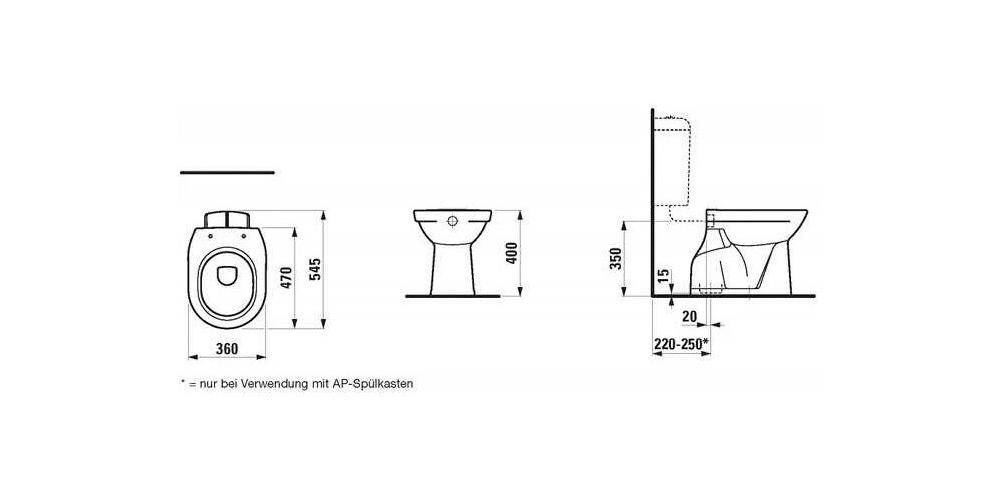 LAUFEN Stand-WC PRO Tiefspüler, 6 l weiß