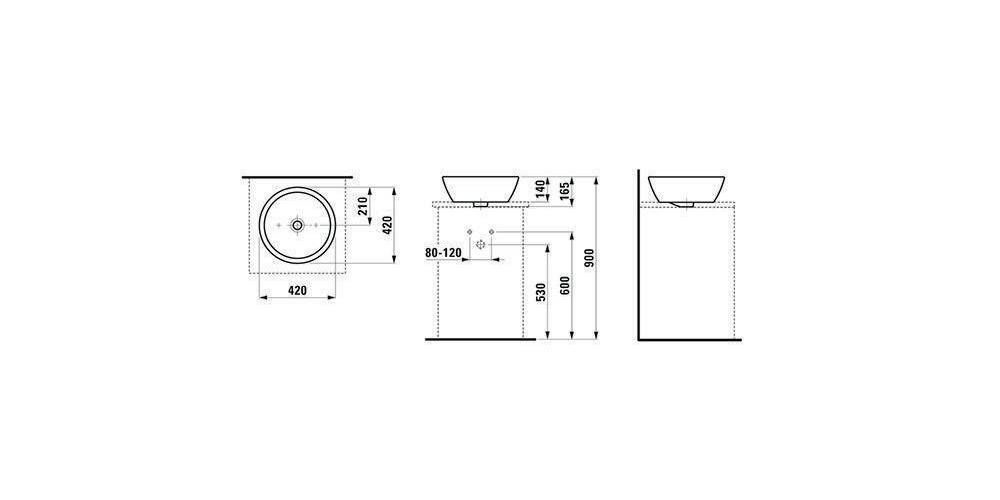 LAUFEN Waschtisch-Schale PRO B 420x420mm m Überlauf ohne Hahnloch weiß