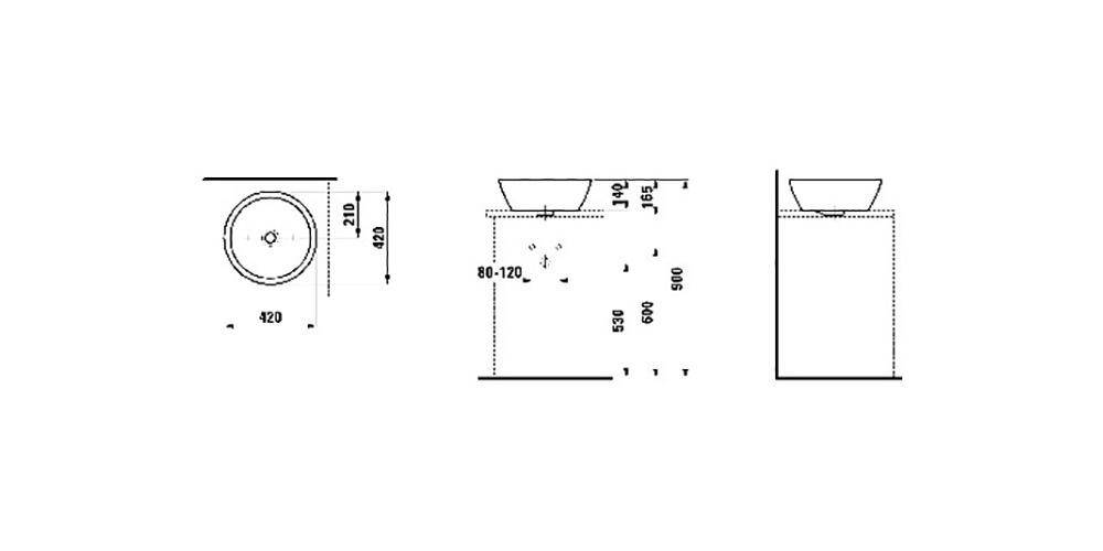 LAUFEN Waschtisch-Schale PRO B 420x420mm m Überlauf ohne Hahnloch weiß