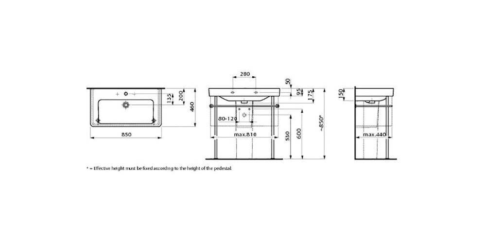 LAUFEN Waschtisch PRO S 850x460mm m ÜL 1 HL-Ausf. weiß