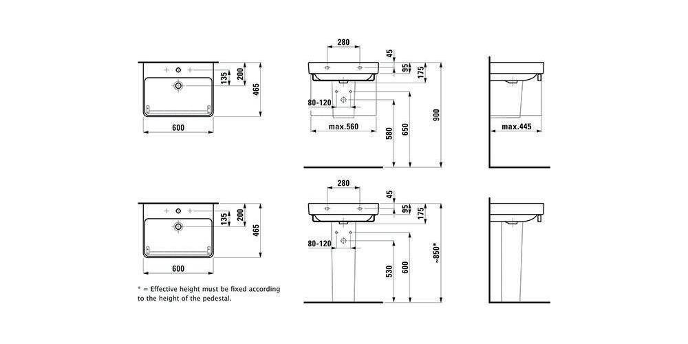LAUFEN Waschtisch PRO S 600x465mm mit Überlauf, 1 Hahnloch weiß
