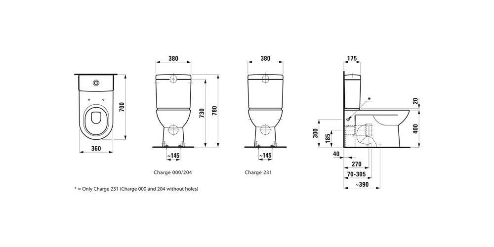 LAUFEN Stand-WC-Kombination PRO Tiefspüler, 6 l weiß LCC