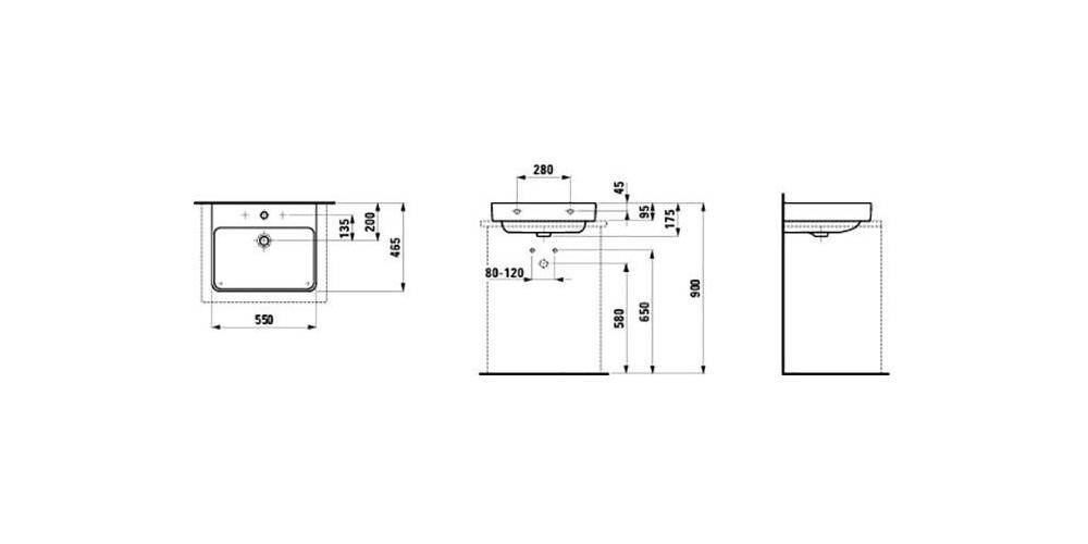LAUFEN Aufsatzwaschtisch PRO S 550x465mm m ÜL 1 HL-Ausf. weiß