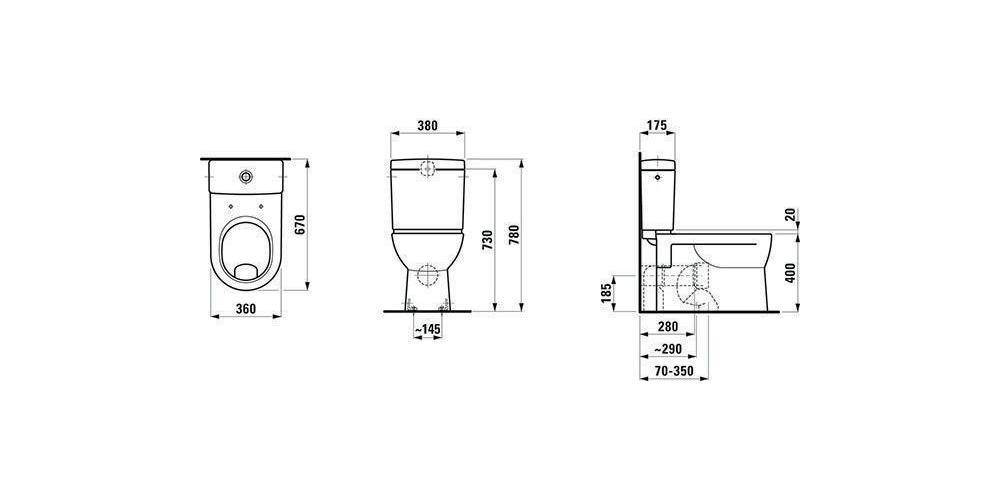 LAUFEN Stand-WC-Kombination PRO Flachspüler, 6 l bahamabeige