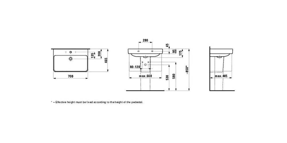 LAUFEN Waschtisch PRO S 700x465mm mit Überlauf, 1 Hahnloch weiß