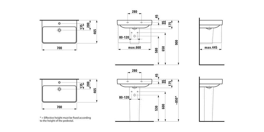 LAUFEN Waschtisch PRO S 700x465mm mit Überlauf, 1 Hahnloch weiß
