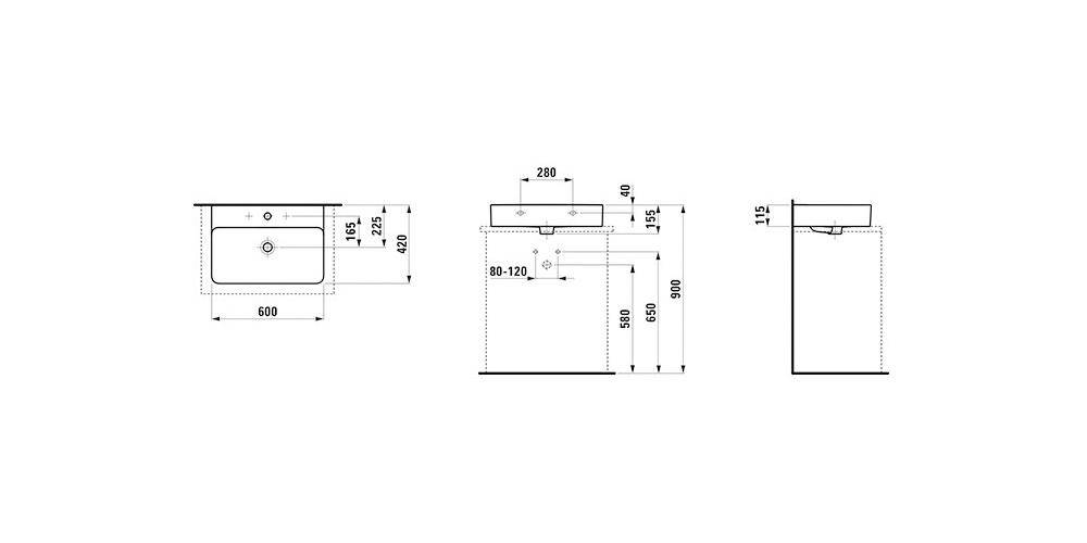 LAUFEN Aufsatzwaschtisch VAL 600x420mm m ÜL 1 HL-Ausf. weiß
