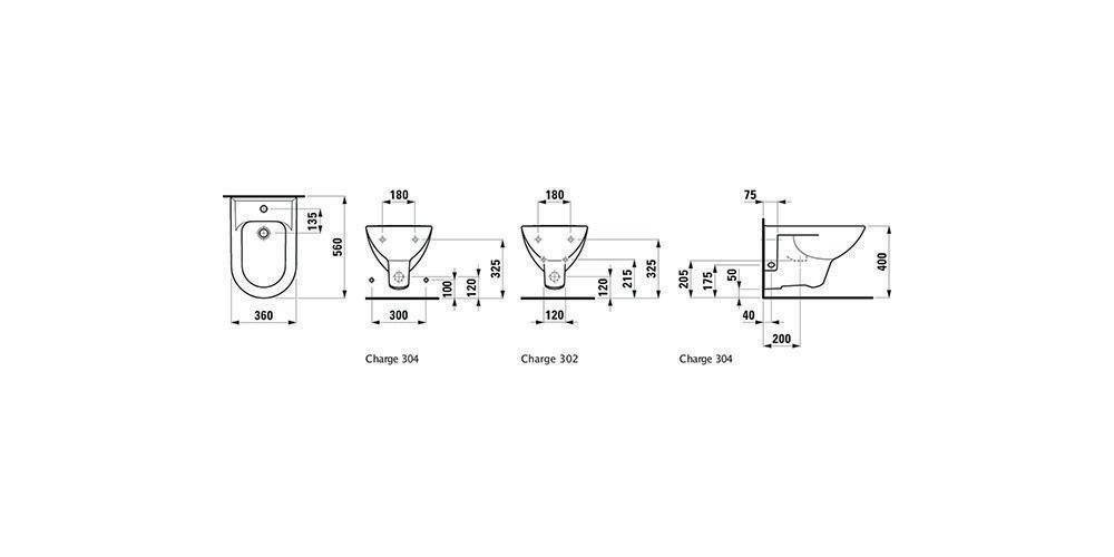 LAUFEN Wand-Bidet PRO 1 HL 2 seit Löcher f W-Anschl weiß