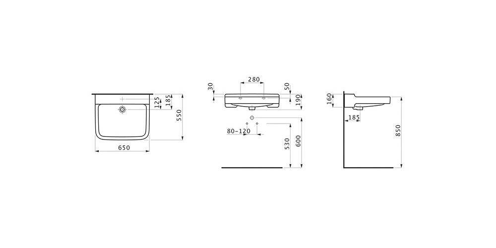 LAUFEN Waschtisch PRO LIBERTY 600x550mm barrierefr m HL m ÜL weiß