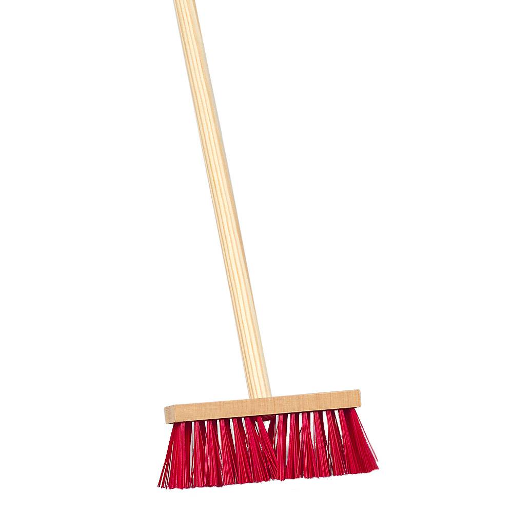 turk 39730 Straßenbesen für Kinder, mit Holzstiel, 70 cm, natur/rot