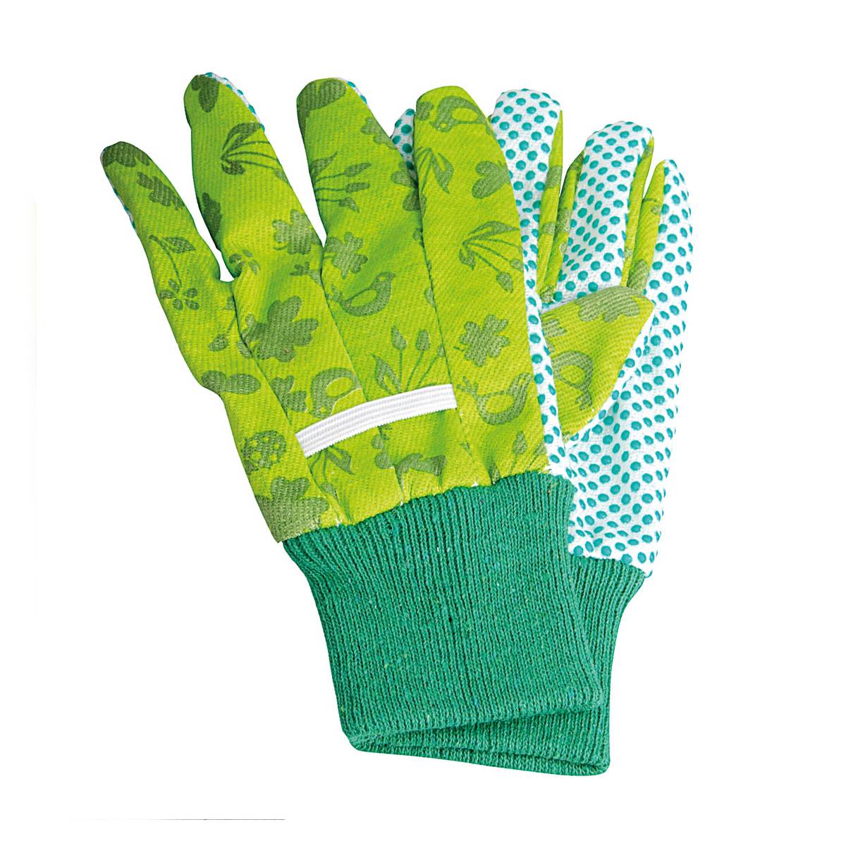 Kinder-Gartenhandschuhe, mit Noppen, gemustert, grün (1 Paar)