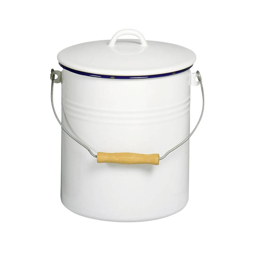 Krüger M10 Emaille-Eimer mit Deckel, 10 l, weiß