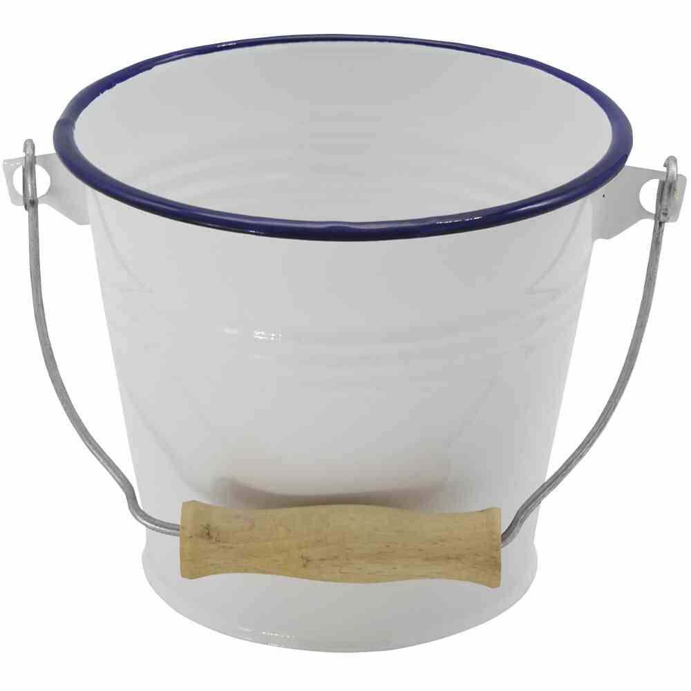 Krüger 132-14/HU MINI-Eimer emailliert HUSUM 14 cm 1,5 Ltr, weiß