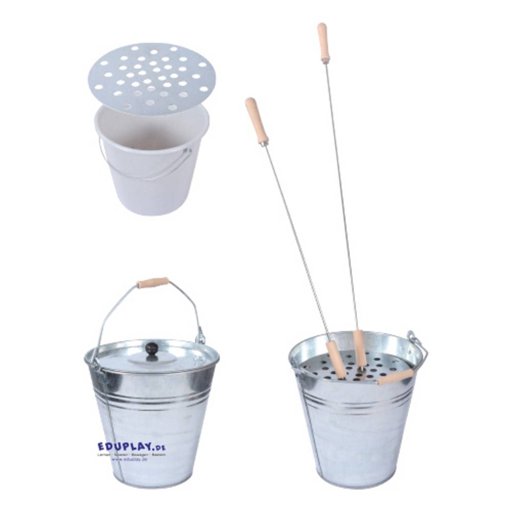 EDUPLAY 110481 Asche-/Reinigungseimer Set, Ø 33 x 34 cm, silber (1 Set)