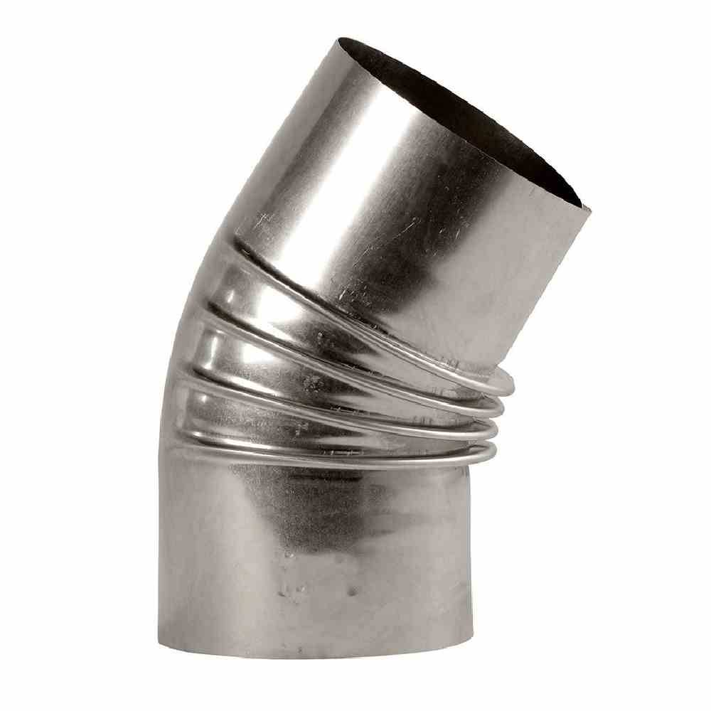 FIREFIX A110/B4 Ofenrohrbog.45° FALØ110mm ohne Tür, silber-grau