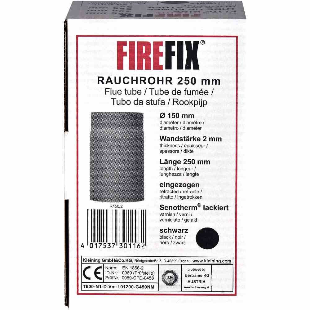 FIREFIX R150/2 Ofenrohr 250 mm, Ø 150 mm, Wandstärke 2 mm, schwarz (1 Stück)