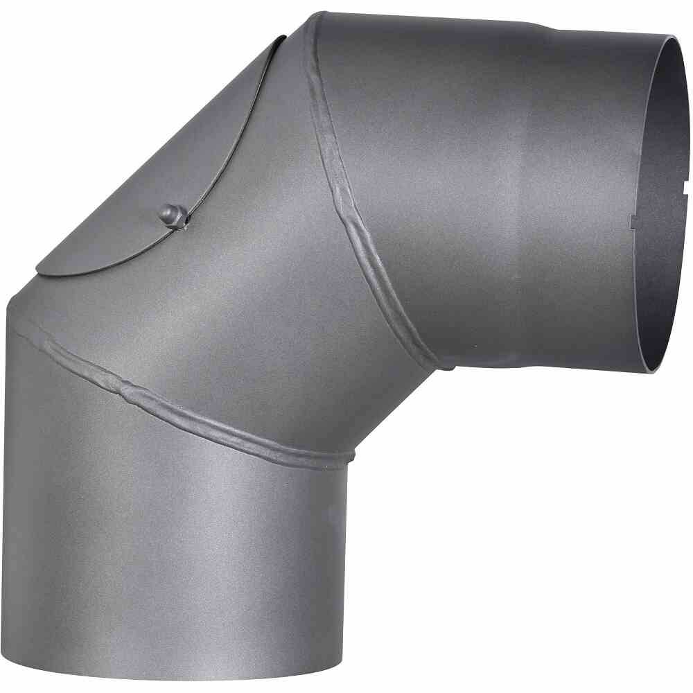 FIREFIX RD150/BT Ofenrohrbog.90°,Ø150mm,gr fest mit Tür, Farbe: grau, grau