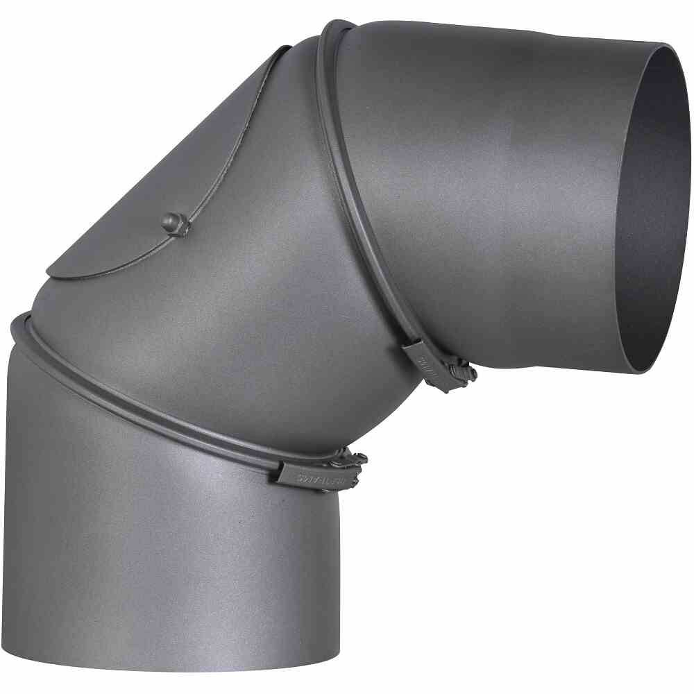 FIREFIX RD150/B Ofenrohrbog.90°,Ø 150mm,gr verstellbar mit Tür, grau, grau