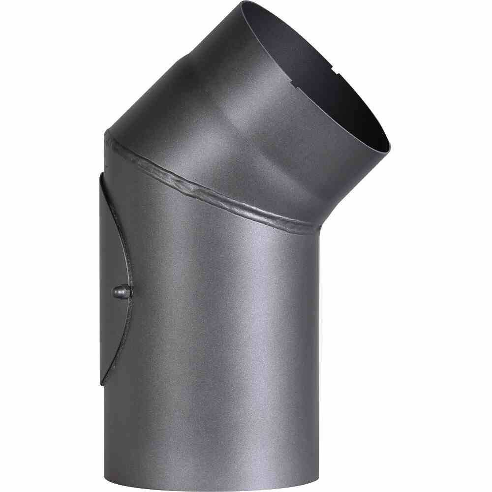 FIREFIX RD150/B4 Ofenrohrbog.45°,Ø150mm,gr fest mit Tür, Farbe: grau, grau