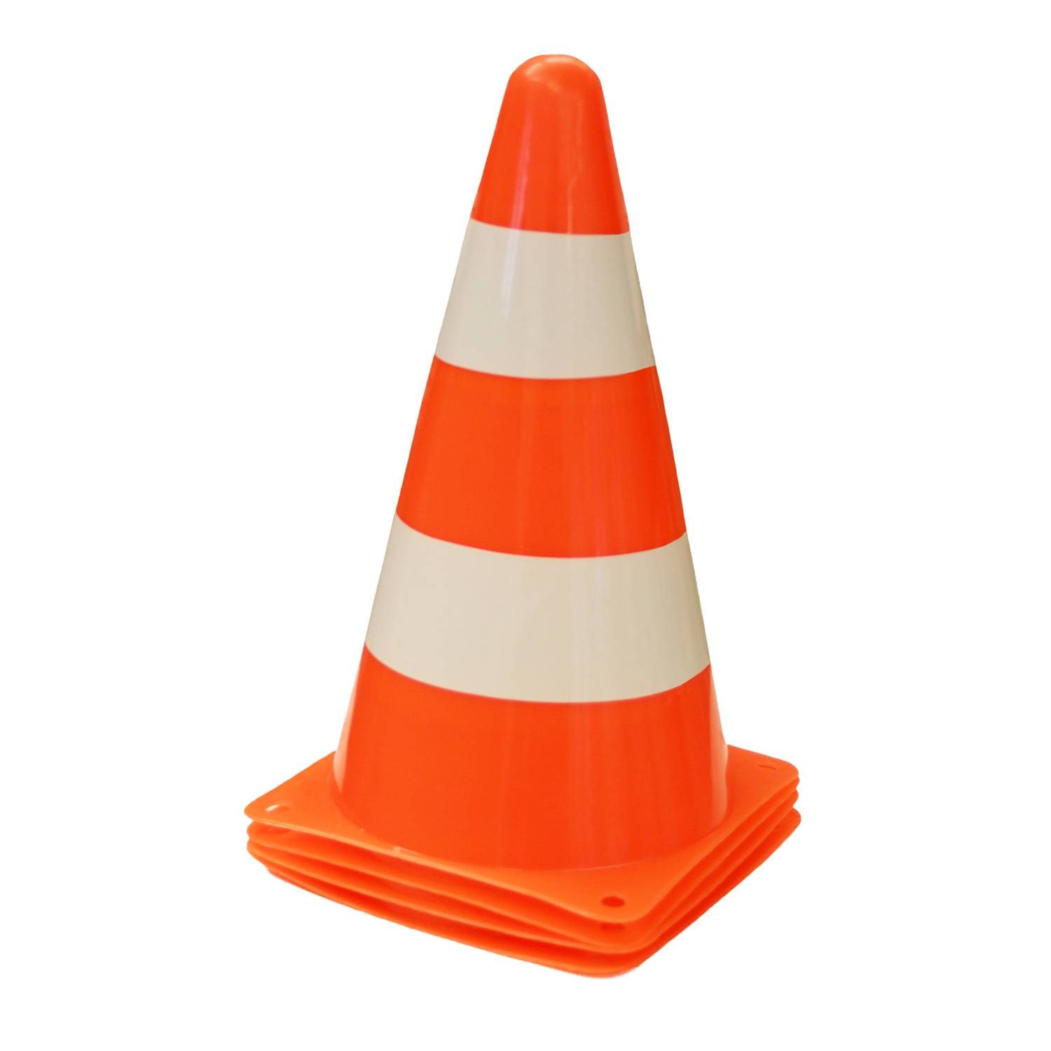 EDUPLAY 170-238 Markierungskegel Ø 13 cm, Höhe 23 cm, Kunststoff, orange/weiß (4er Pack)