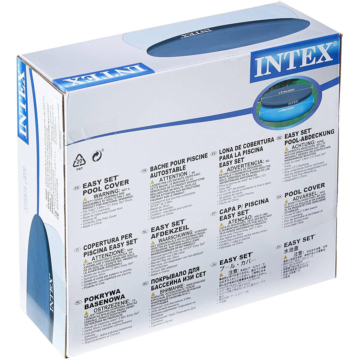 INTEX 28026 - Abdeckplane Ø 376cm, passend für Easy Set Pools Ø 396cm, Überhang 30cm