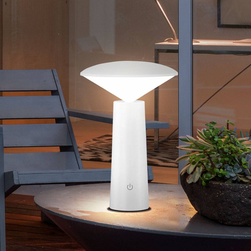 LED Tischleuchte Garten Outdoor Leuchte Batterie Akku Außentischleuchte, dimmbar CCT Schaltung schwenkbar IP44, 2W 200lm 3000K 4750K 6500K , DxH 14x